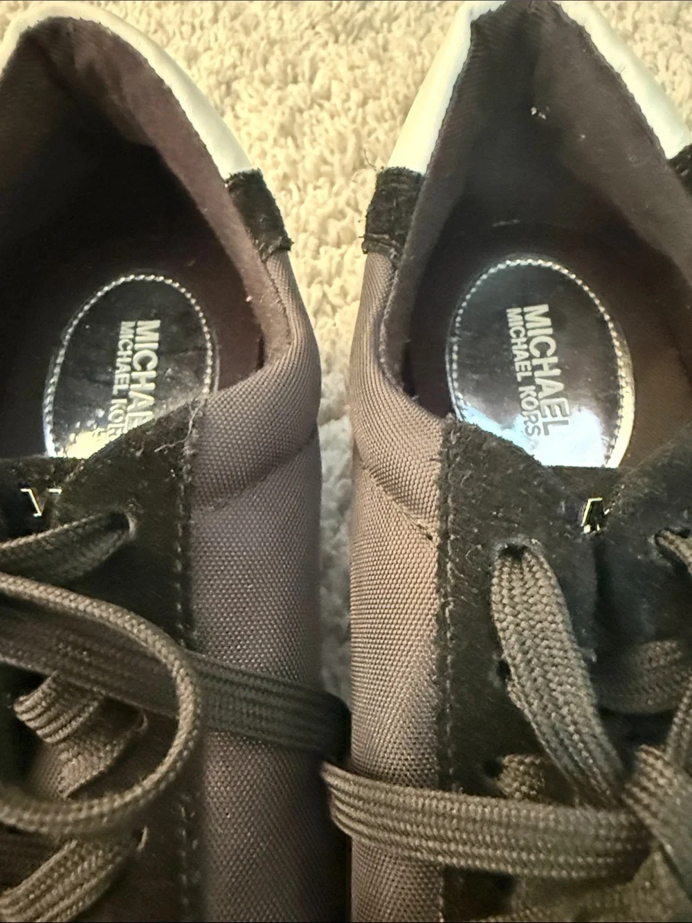 Michael Kors Black & White MK Logo Lace-Up Sneakers athletic casual minimalist